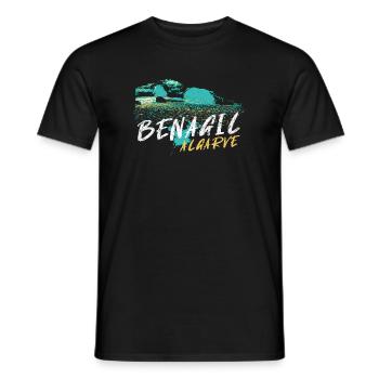 Benagil Cave in the Algarve, Portugal - Men's T-Shirt - black - Front - AI Model Male 178 light (178cm)