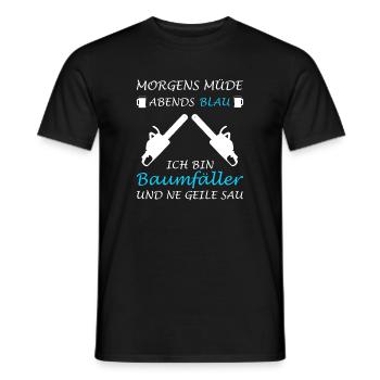 Forestry worker lumberjack forester felling trees - Men's T-Shirt - black - Front - AI Model Male 178 light (178cm)