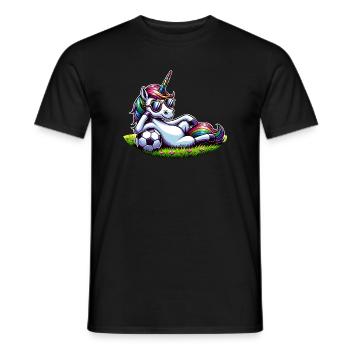 Unicorn Football Rainbow Casual Sunglasses - Men's T-Shirt - black - Front - AI Model Male 178 light (178cm)