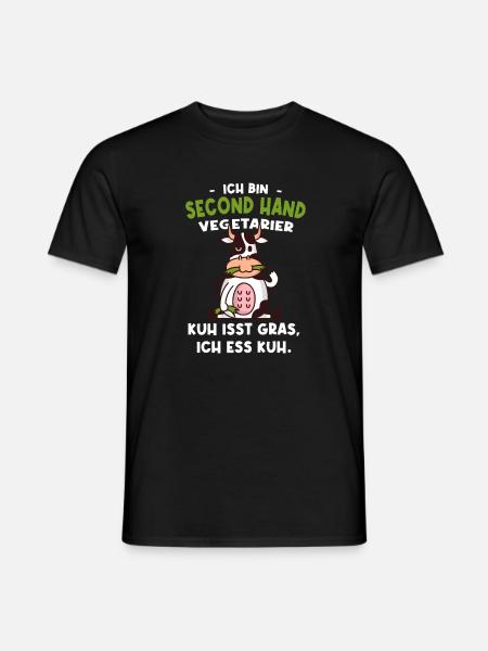 Vegetarier Kuh Isst Gras Ich Ess Kuh - Männer T-Shirt - Schwarz