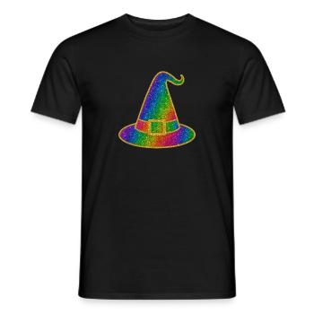 Witch Hat Halloween | Rainbow Magic Hat Glitter - Men's T-Shirt - black - Front - AI Model Male 178 light (178cm)
