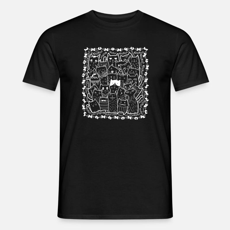 V1B Katzen - Männer T-Shirt - Schwarz