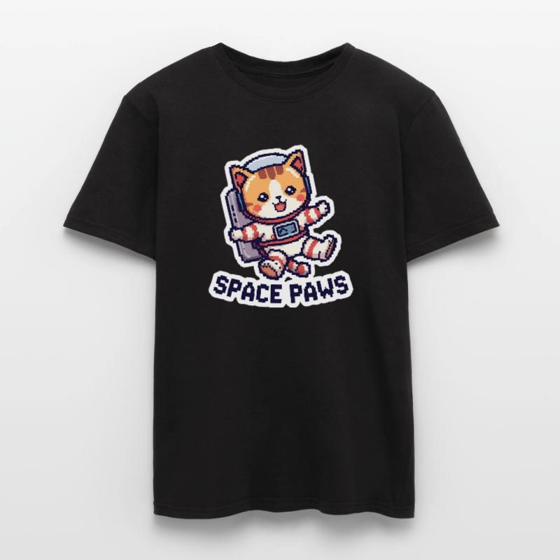 Space Paws – Chat pixel dans l’espace T-shirt homme