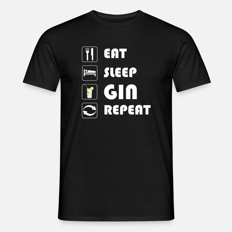 Gin Statement EAT SLEEP GIN REPEAT - Männer T-Shirt - Schwarz