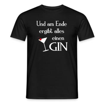 Gin Spruch UND AM ENDE ERGIBT ALLES EINEN GIN - Männer T-Shirt - Schwarz - Vorne - AI Model Male 178 light (178cm)