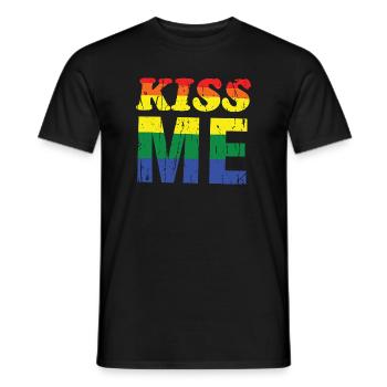 Kiss Me Regenbogen Retro-Schrift - Männer T-Shirt - Schwarz - Vorne - AI Model Male 178 light (178cm)
