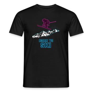 Ski Born To Ski Neon Freeride Dire Montagnes - T-shirt homme - noir - Devant - AI Model Male 178 light (178cm)