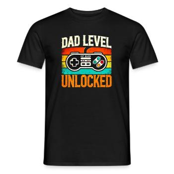 Dad Level Unlocked Retro Controller, Fathers  - Men's T-Shirt - black - Front - AI Model Male 178 light (178cm)