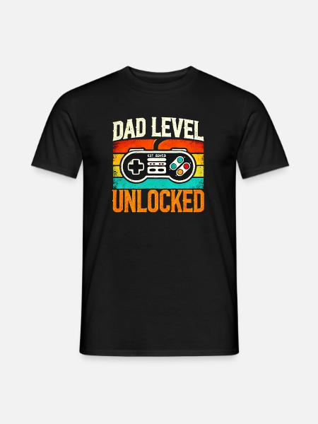 Dad Level Unlocked Retro Controller, Fathers - Men's T-Shirt - black