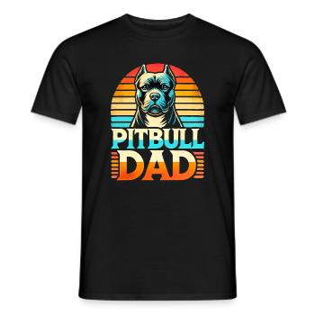 Pitbull Papa Retro Sonnenuntergang, Hund Vater - Männer T-Shirt - Schwarz - Vorne - AI Model Male 178 light (178cm)