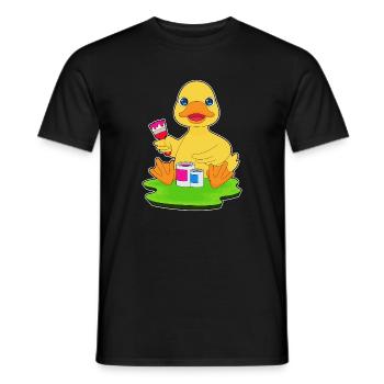 Duck Painter Brush Painting - Men's T-Shirt - black - Front - AI Model Male 178 light (178cm)