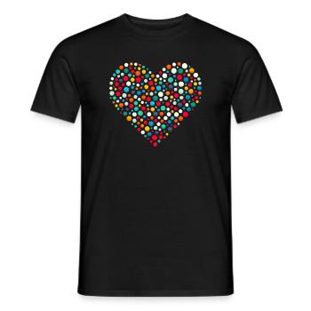 Spotty Colorful Dot Heart Mosaic - Men's T-Shirt - black - Front - AI Model Male 178 light (178cm)