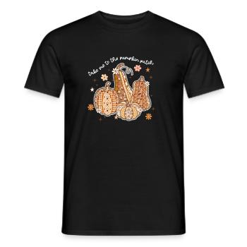 Patchwork Kürbisse Herbstmotiv - Männer T-Shirt - Schwarz - Vorne - AI Model Male 178 light (178cm)