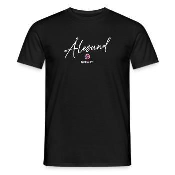 Alesund - Norway Flag Lettering - Norge - Norwegen - Men's T-Shirt - black - Front - AI Model Male 178 light (178cm)