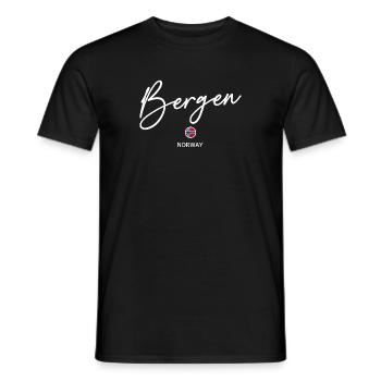 Bergen - Norway Flag Lettering - Norge - Norwegen - Men's T-Shirt - black - Front - AI Model Male 178 light (178cm)
