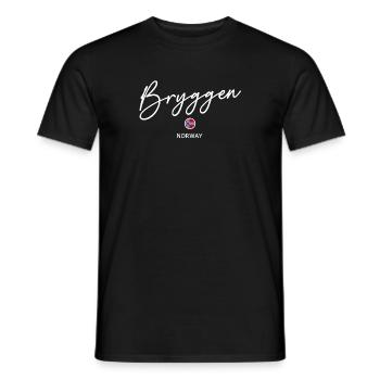 Bryggen - Bergen - Norway Flag - Norge - Norwegen - Men's T-Shirt - black - Front - AI Model Male 178 light (178cm)