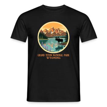 Chemise du parc national de Grand Teton, Wyoming, États-Unis - T-shirt homme - noir - Devant - AI Model Male 178 light (178cm)