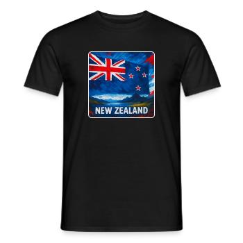 New Zealand Flag Design - Men's T-Shirt - black - Front - AI Model Male 178 light (178cm)