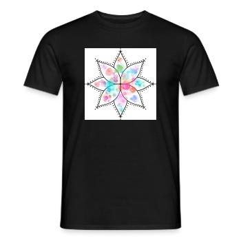 Mandala Fleur pastel Aquarelle - T-shirt homme - noir - Devant - AI Model Male 178 light (178cm)