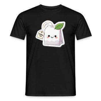 Kawaii Herbal Tea Bag Illustration - Men's T-Shirt - black - Front - AI Model Male 178 light (178cm)