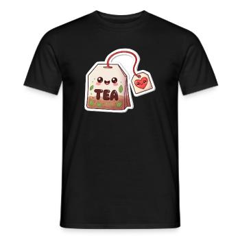 Kawaii Teebeutel Herzdesign - Männer T-Shirt - Schwarz - Vorne - AI Model Male 178 light (178cm)