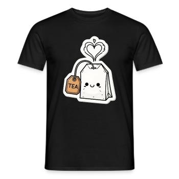 Kawaii Teebeutel mit Herzdampf - Männer T-Shirt - Schwarz - Vorne - AI Model Male 178 light (178cm)
