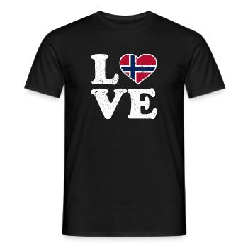 Love - Norway Flag - Norge - Norwegen - Men's T-Shirt - black - Front - AI Model Male 178 light (178cm)