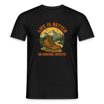 Hiking Boots Hikers - Men's T-Shirt - black - Front - AI Model Male 178 light (178cm)