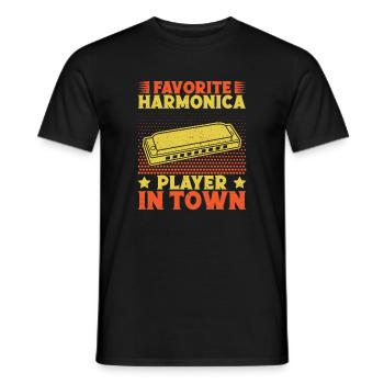 Drôle d’harmonica Joueur préféré en ville - T-shirt homme - noir - Devant - AI Model Male 178 light (178cm)