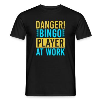 Bingo Game Danger Bingo Player At Work Bingo - Men's T-Shirt - black - Front - AI Model Male 178 light (178cm)