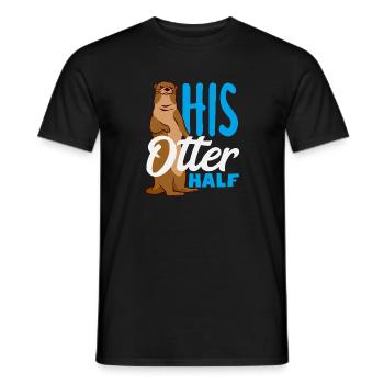 Sea Otter Cartoon His Otter Half - Men's T-Shirt - black - Front - AI Model Male 178 light (178cm)