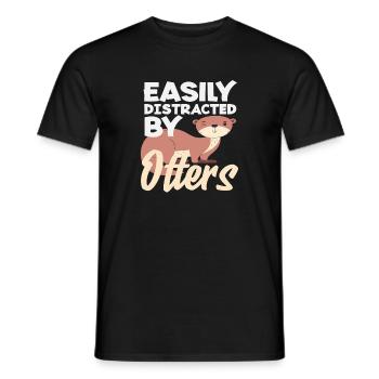 Sea Otter Cartoon Distracted By - Men's T-Shirt - black - Front - AI Model Male 178 light (178cm)