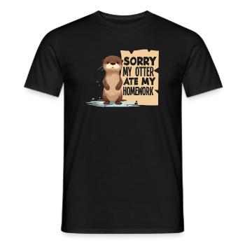 Sea Otter Cartoon Ate My Homework - Men's T-Shirt - black - Front - AI Model Male 178 light (178cm)