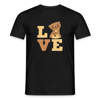 Sea Otter Cartoon Love - Men's T-Shirt - black - Front - AI Model Male 178 light (178cm)