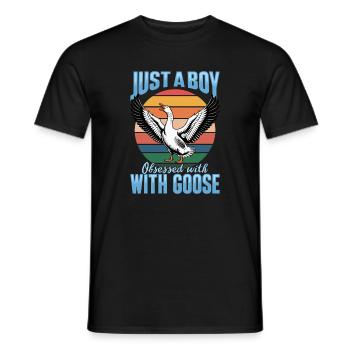 Funny Bird Goose - Men's T-Shirt - black - Front - AI Model Male 178 light (178cm)