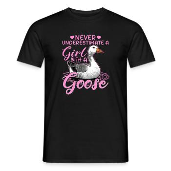 Funny Bird Goose - Men's T-Shirt - black - Front - AI Model Male 178 light (178cm)
