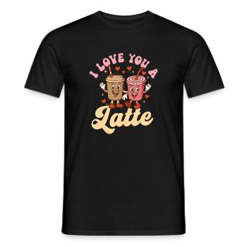 I Love You A Latte Cute Coffee Wortspiel - Männer T-Shirt - Schwarz - Vorne - AI Model Male 178 light (178cm)