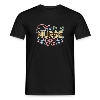 Happy Christmas Nurse - Men's T-Shirt - black - Front - AI Model Male 178 light (178cm)