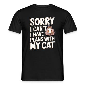 Tut mir leid, dass ich keine Pläne mit meiner Katze haben kann - Männer T-Shirt - Schwarz - Vorne - AI Model Male 178 light (178cm)