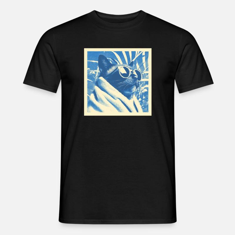 Cool Retro Cat Design - Männer T-Shirt - Schwarz