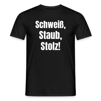 De la sueur, de la poussière, de l’orgueil ! - T-shirt homme - noir - Devant - AI Model Male 178 light (178cm)
