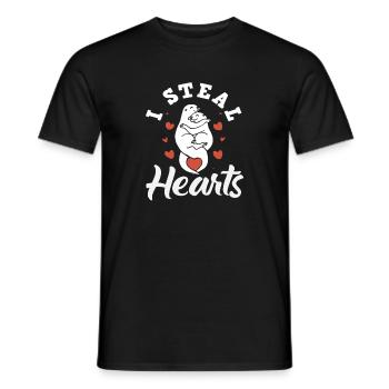 Sea Otter Cartoon Hearts - Men's T-Shirt - black - Front - AI Model Male 178 light (178cm)