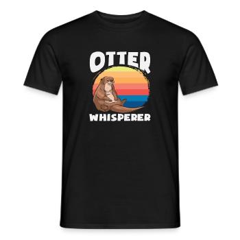 Seeotter Cartoon Retro Flüsterer - Männer T-Shirt - Schwarz - Vorne - AI Model Male 178 light (178cm)