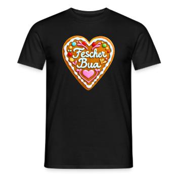 Lebkuchenherz Fescher Bua Bayern Tracht Rummel - Men's T-Shirt - black - Front - AI Model Male 178 light (178cm)