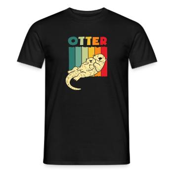 Retro Sea Otter Cartoon - Men's T-Shirt - black - Front - AI Model Male 178 light (178cm)