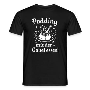 Pudding mit der Gabel Essen - Männer T-Shirt - Schwarz - Vorne - AI Model Male 178 light (178cm)