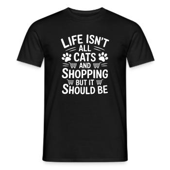 Shopping Dire Chats Drôle Shopping Cadeau - T-shirt homme - noir - Devant - AI Model Male 178 light (178cm)