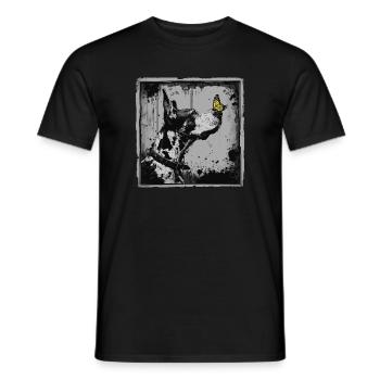 Drôle de dogue allemand et de papillon - T-shirt homme - noir - Devant - AI Model Male 178 light (178cm)