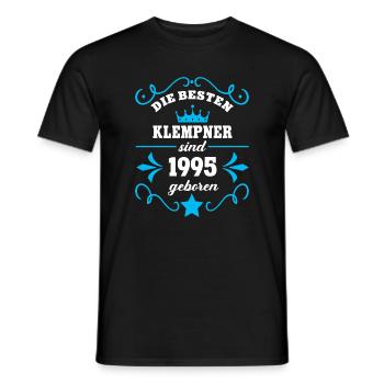 Plumber Birthday Born 1995 Colleagues Born - Men's T-Shirt - black - Front - AI Model Male 178 light (178cm)