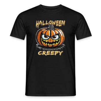 HALLOWEEN PUMPKIN CREEPY - Men's T-Shirt - black - Front - AI Model Male 178 light (178cm)